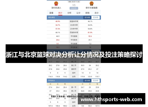 浙江与北京篮球对决分析让分情况及投注策略探讨
